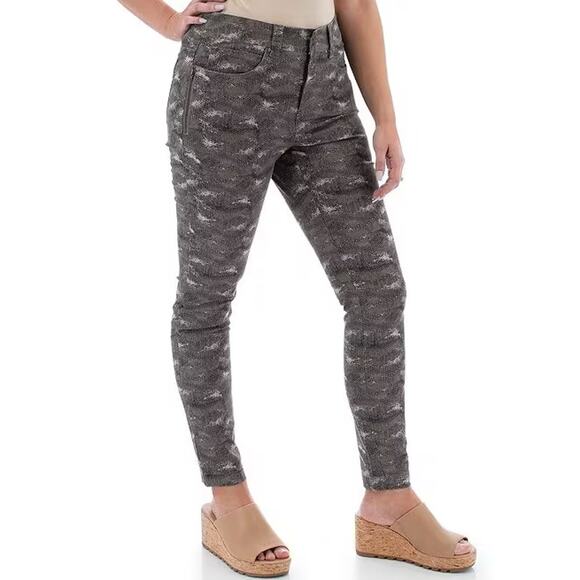 Aventura Blake Camouflage Print Skinny Ankle Pants Womens Size 8 Brushed Nickel - Picture 1 of 9